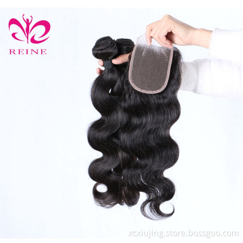 REINE Overnight shipping straight peruvian hair virgin hair bundles with lace closure Malaysian Straight Hair